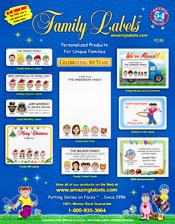 Image of return address labels from FamilyLabels.com catalog