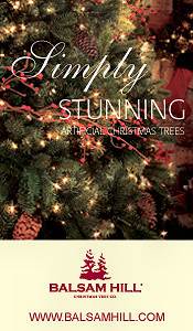Image of pre lit trees from Balsam Hill Christmas Tree Co catalog