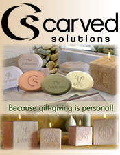 Picture of monogrammed soap from Carved Solutions – Soaps & Candles catalog