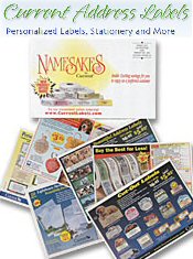 Image of personalized address labels from Namesakes by Current Address Labels catalog