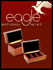 Image of coin display boxes from Eagle National Mint catalog