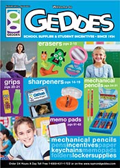 Picture of school supply catalogs from Geddes catalog