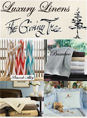 Image of fine linen bedding from The Giving Tree catalog