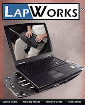 Image of desk laptop stand from LapWorks catalog