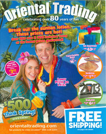 Picture of childrens party supplies and decorations from Oriental Trading catalog
