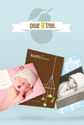 Picture of personalized birth announcements from Pear Tree Greetings catalog