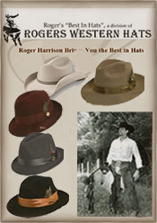 Image of mens western hats from Roger's Western Hats catalog