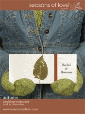 Image of fall theme wedding invitations from Seasons of Love catalog