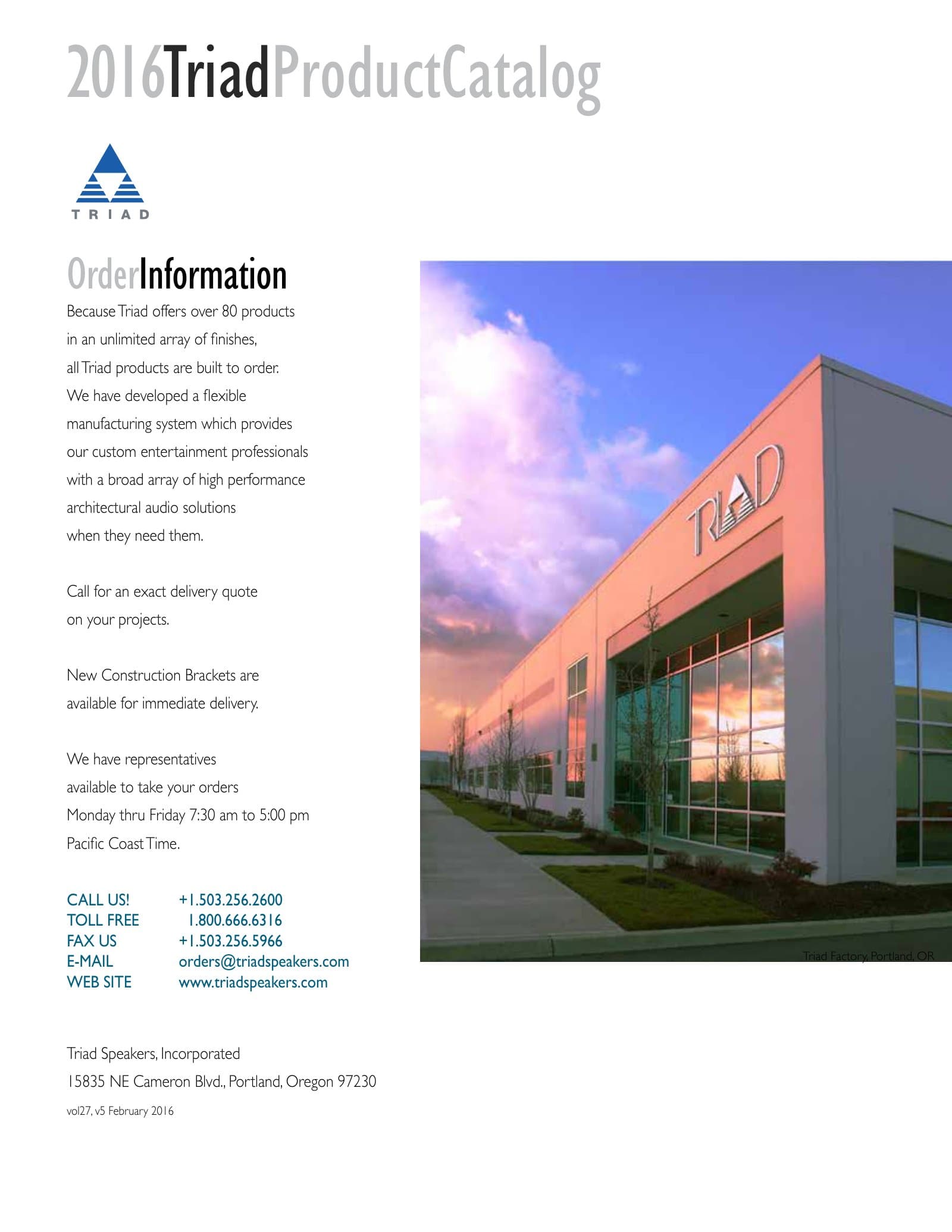 Triad Speakers 2016 Product Catalog