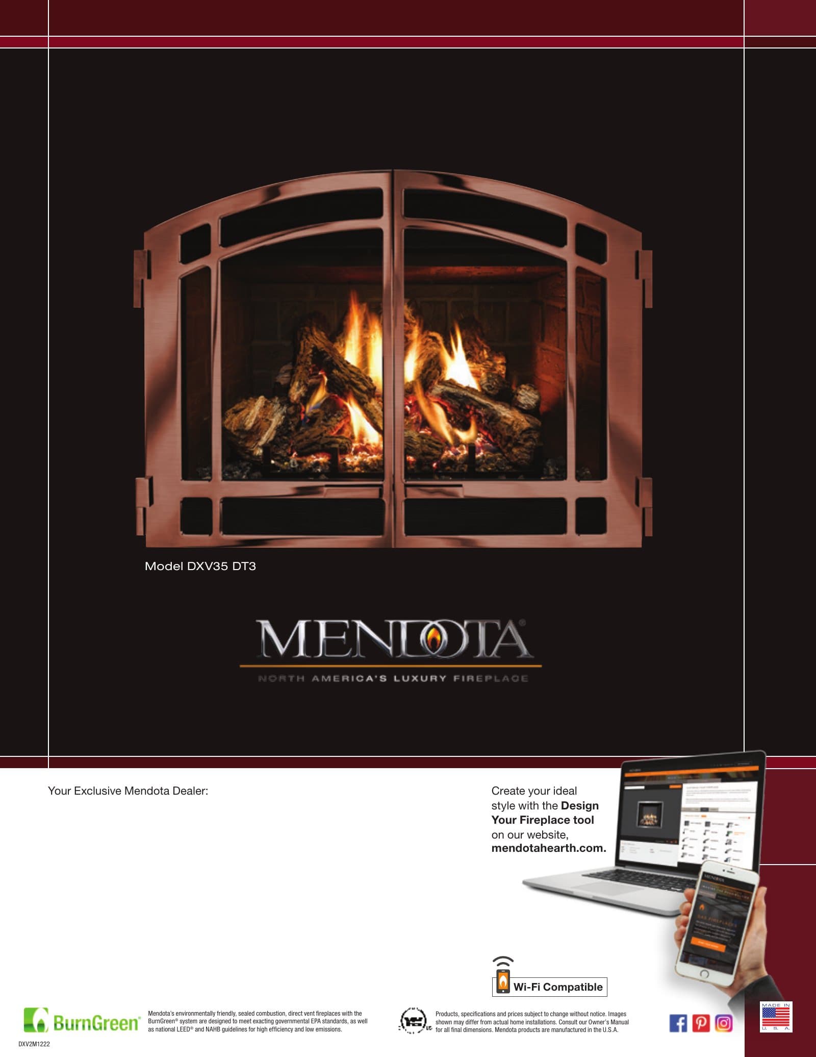 Mendota DXV Direct-Vent Gas Fireplaces 2022 Brochure
