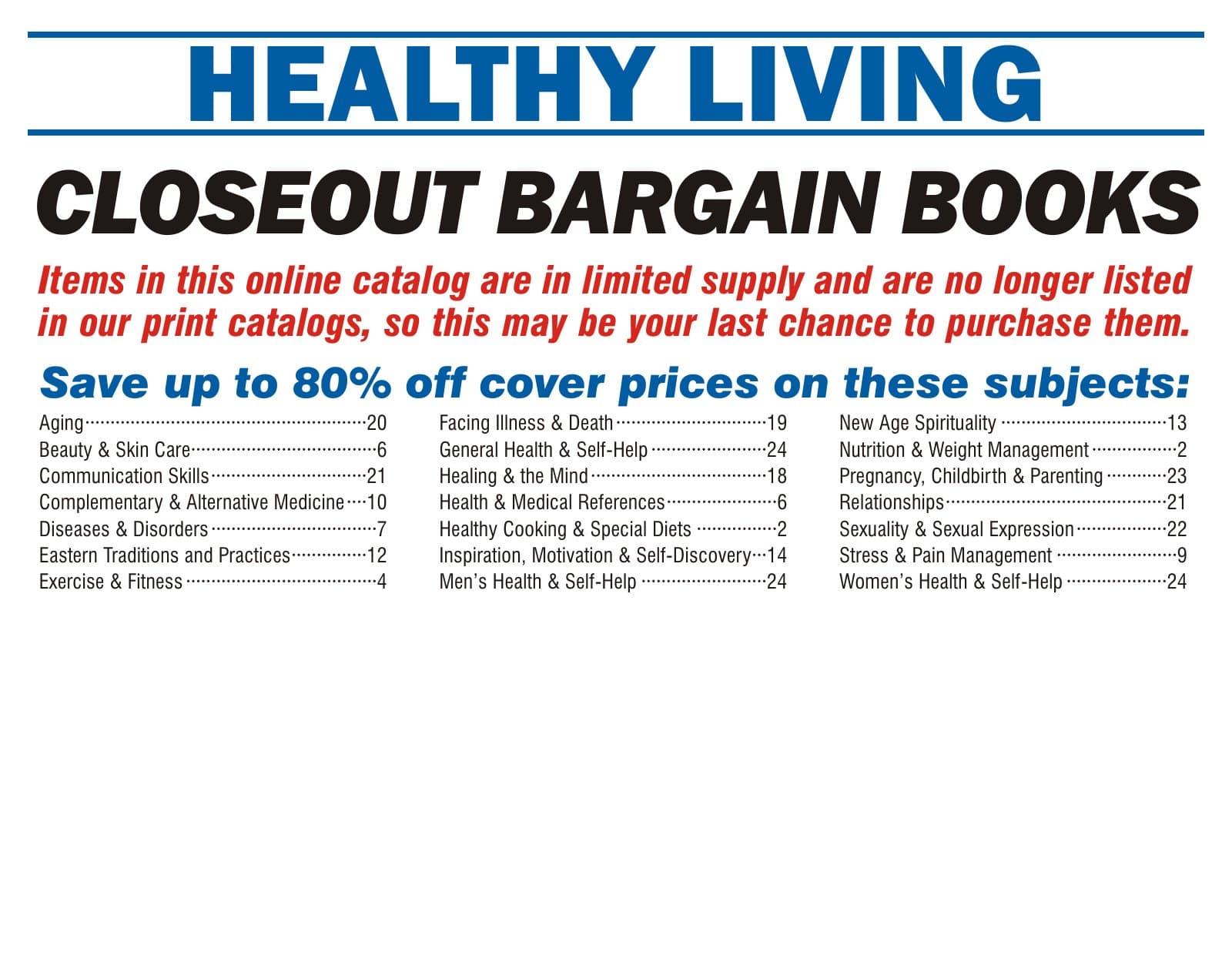 Hamilton Book Healthy Living Bargain Catalog