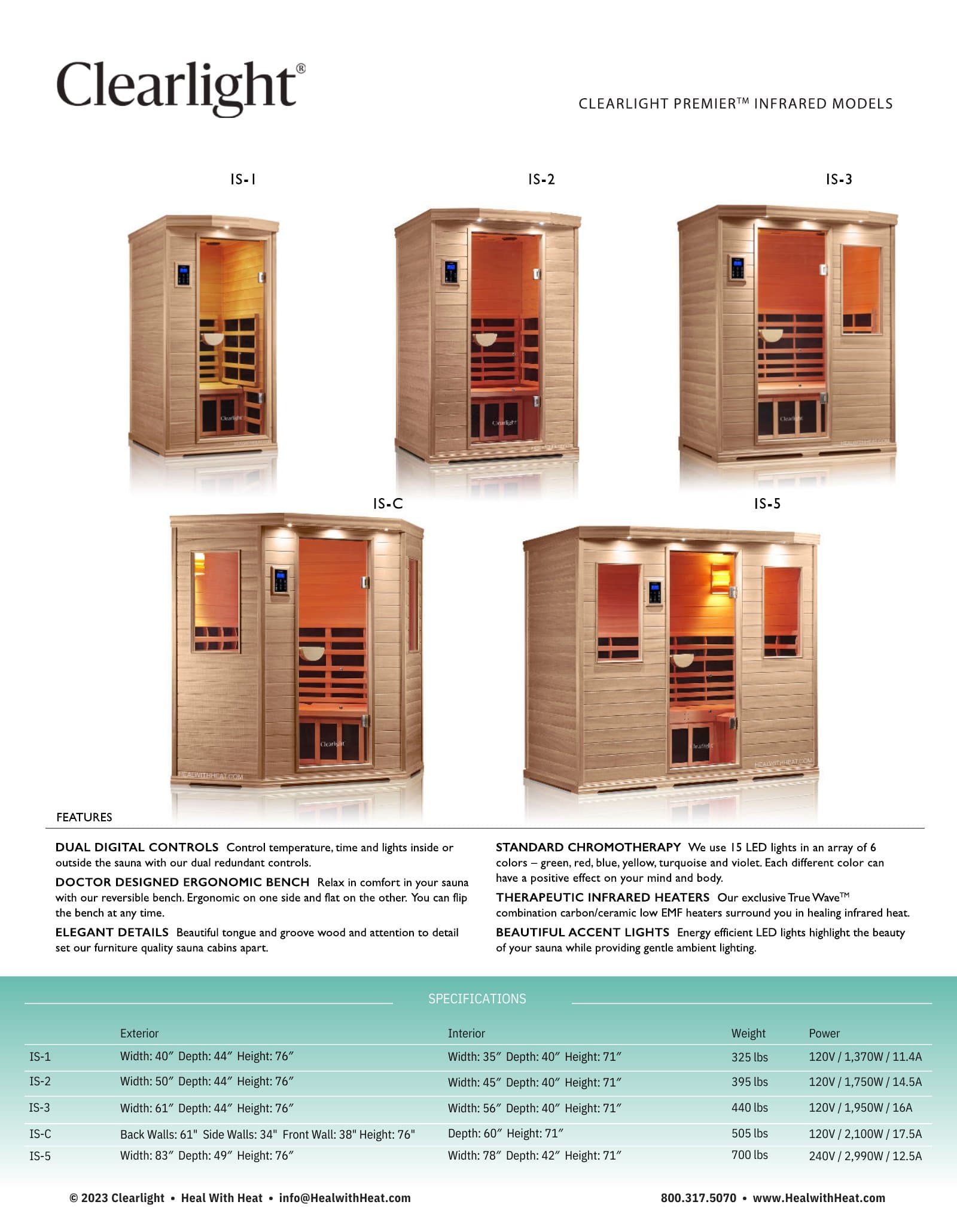 Clearlight Infrared Sauna Models