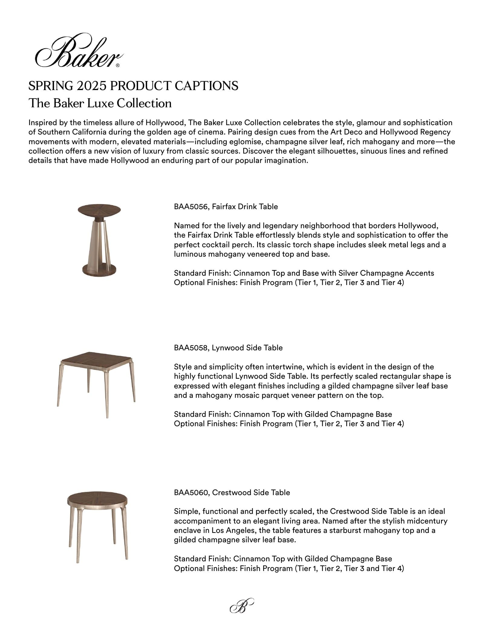 Baker Furniture Luxe Collection — Spring 2025