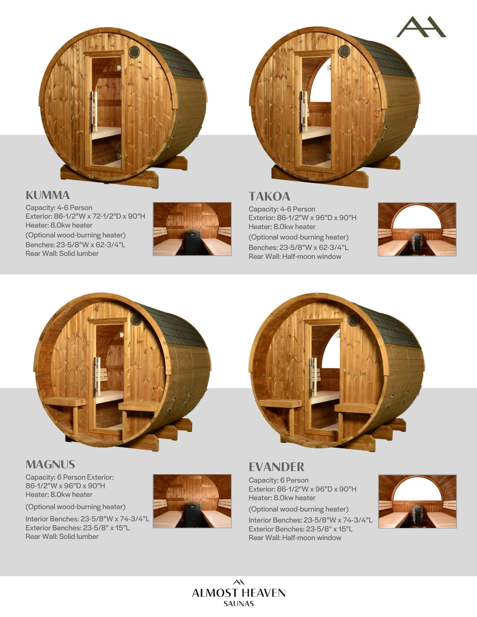 Almost Heaven Barrel Sauna Collection 2025