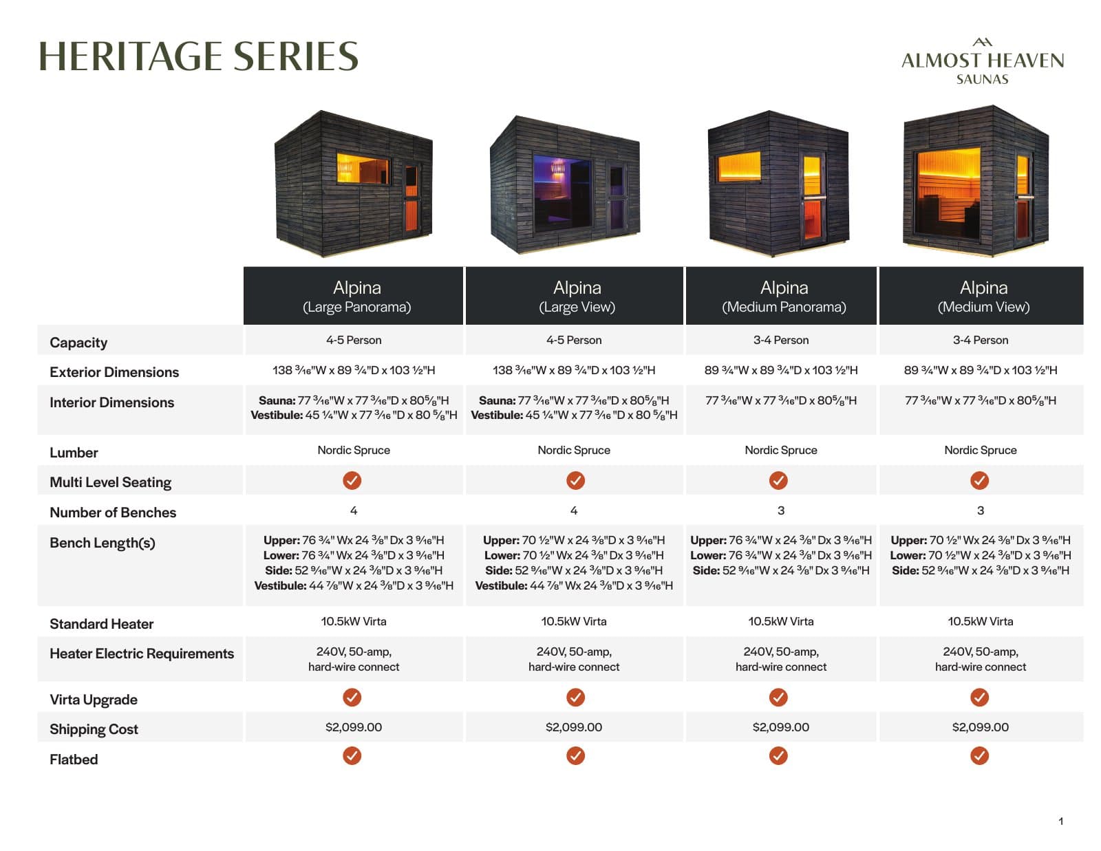 Almost Heaven Heritage Series Cube Saunas