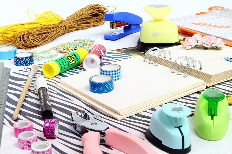 scrapbook and art supplies