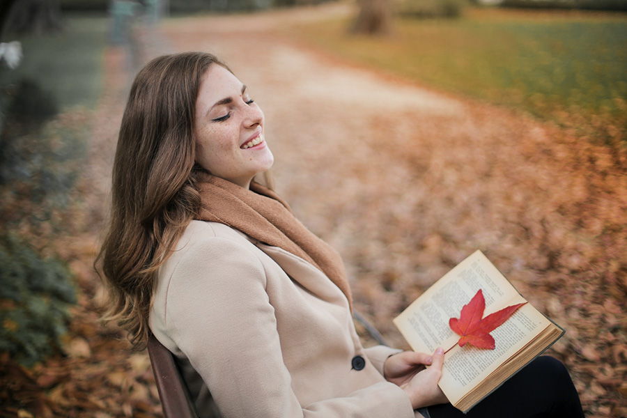 A Leaf Being Used as a Bookmark